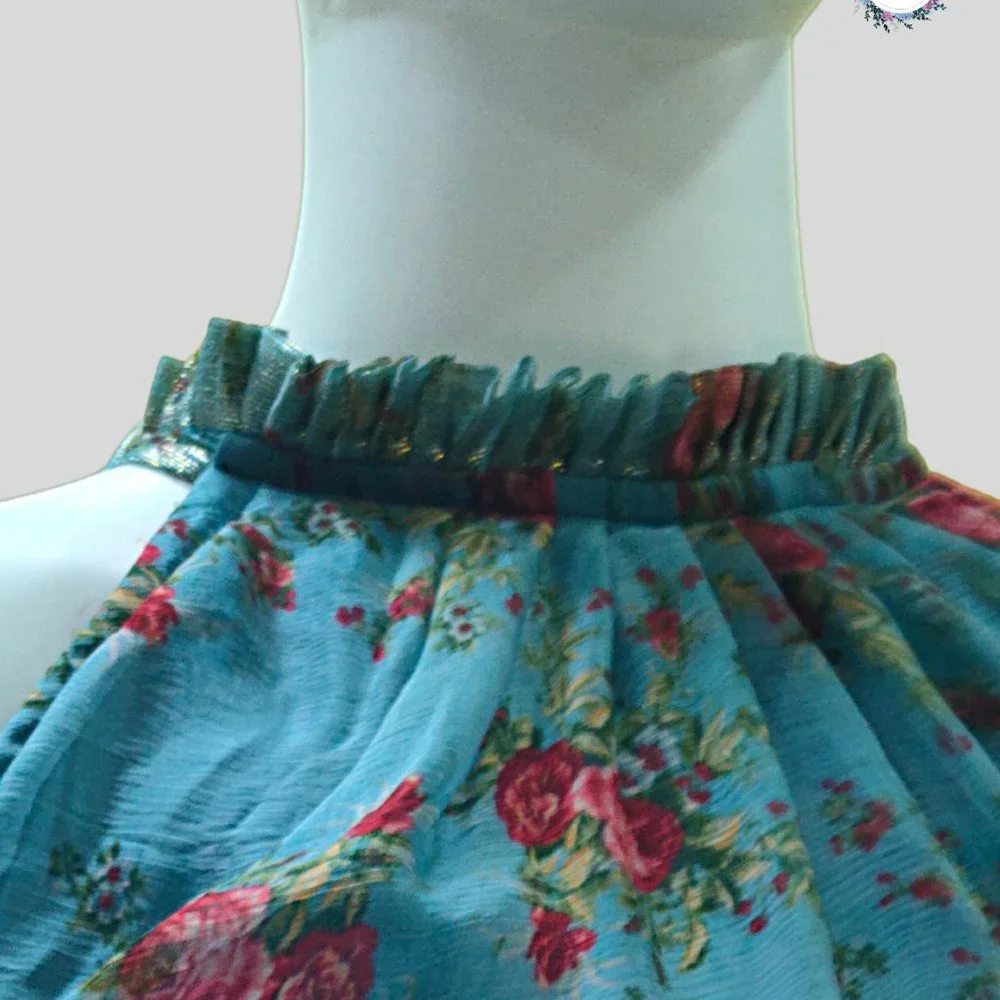 Floral Georgette High Collar Halter Gown - Picture 3 of 4